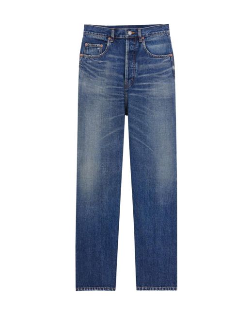 Saint Laurent Blue High-Rise Straight Leg Jeans for men