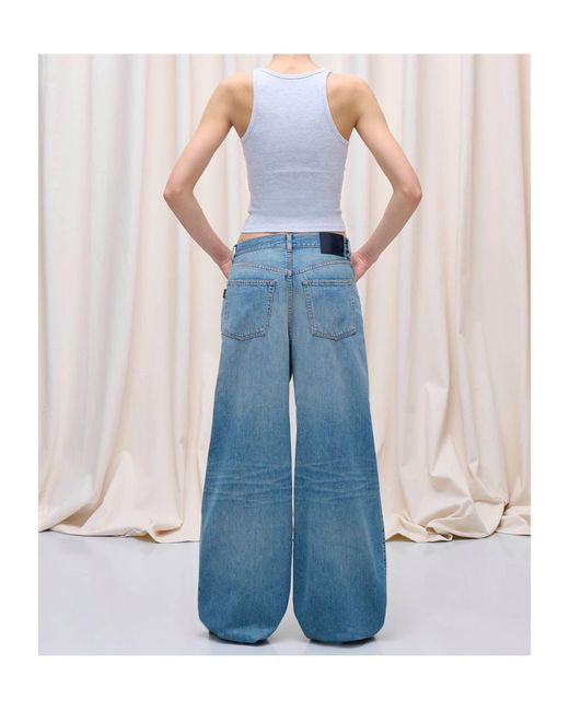 Haikure Blue Candy Pleat Detailed Wide-Leg Jeans