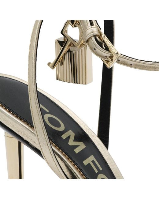 Tom Ford Metallic Laminated Padlock Pointy Sandals