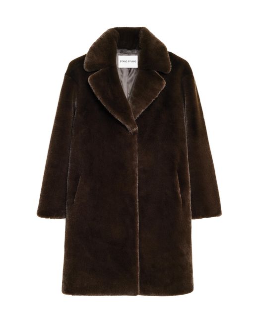 Stand Studio Black Camille Faux Fur Teddy Coat