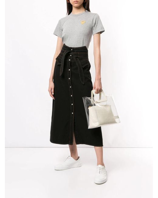 COMME DES GARÇONS PLAY Gray Logo Embroidered Crew Neck T-Shirt