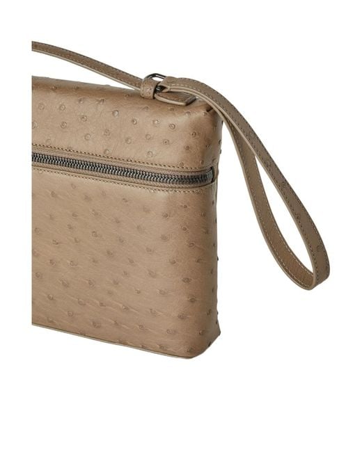 Loro Piana Brown Zippered Clutch for men