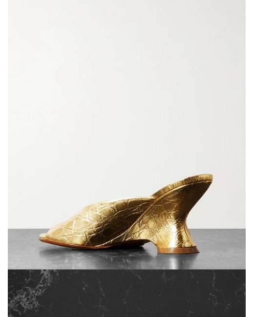 Dries Van Noten Natural Curved Wedge Mules