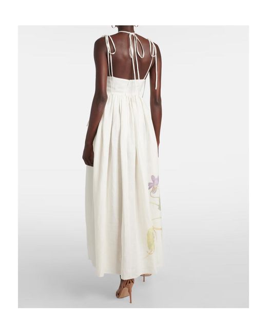 Erdem White Floral Linen Maxi Dress