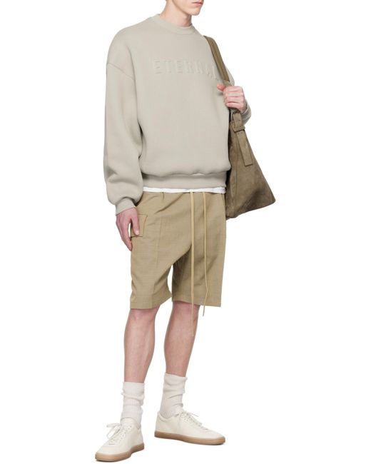 Fear Of God Natural Logo-Patch Drawstring Cargo Shorts for men