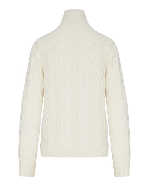Max Mara White Turtleneck Knit Top