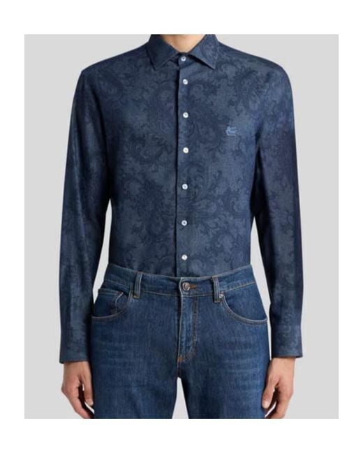 Etro Blue Paisley Ramage Shirt for men