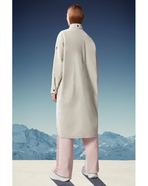 Moncler White Grenoble Vanay Corduroy Long Sleeved Shirt Jacket