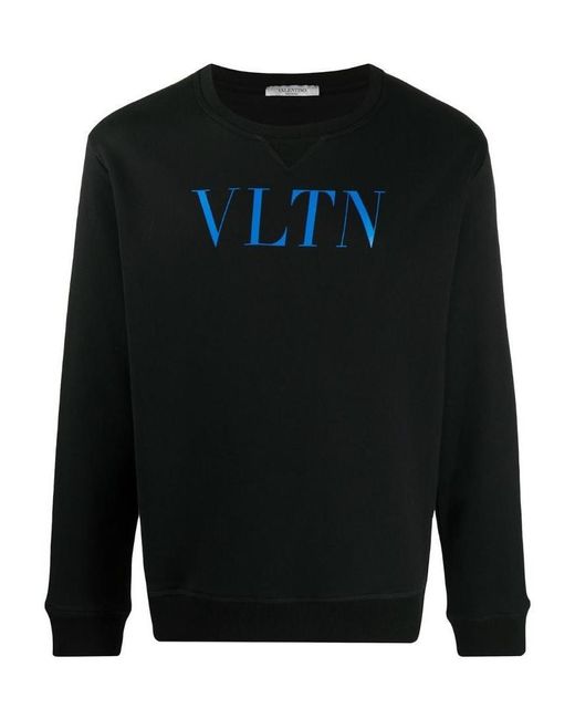Valentino Black Round Collar Vltn Printed Sweatshirt for men