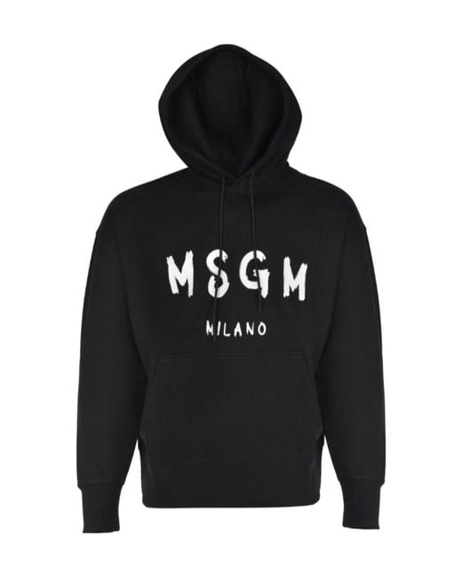 MSGM Blue Logo-Print Drawstring Hoodie for men