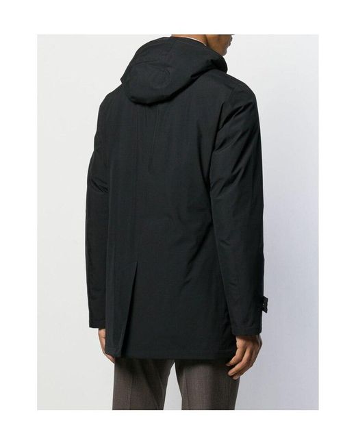 Herno Black Lightweight Hooded Coat for men