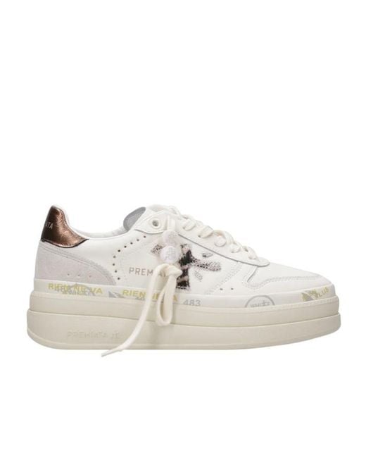 Premiata White Lace-Up Sneakers