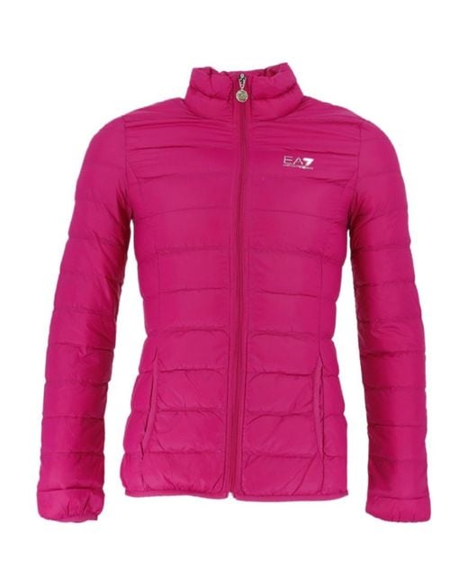 EA7 Pink Logo Quilted Down Jacket