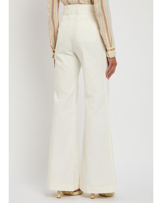 Chloé White Flared-Leg Canvas Trousers