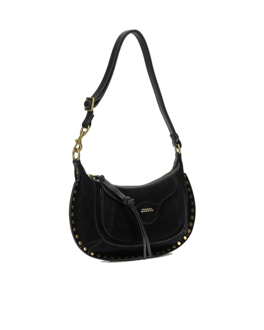 Isabel Marant Black Oskan Moon Suede Shoulder Bag