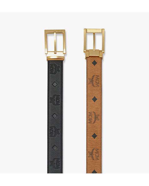 MCM White Logo Double-Sided Belt for men