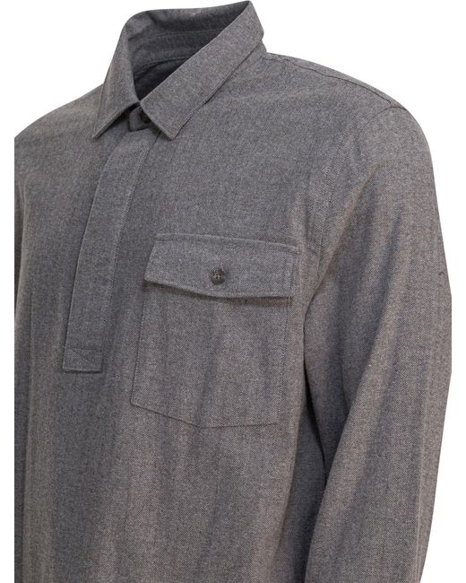 Vince Gray Herringbone Long-Sleeve Shirt for men