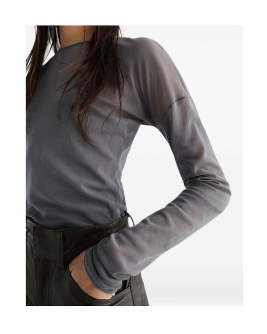 Lemaire Gray Sheer Long-Sleeve Top