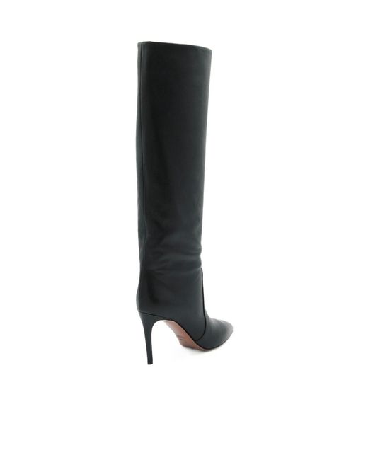 Paris Texas Black Pointed-Toe Knee-High Boots