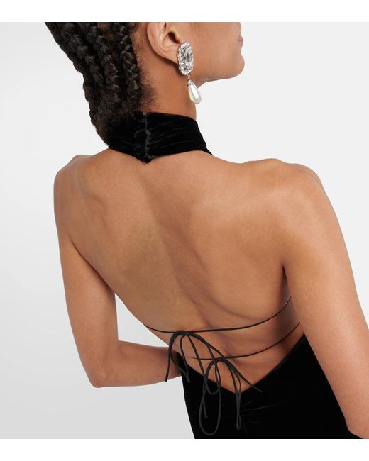 Alessandra Rich Black Openwork Velvet Dress