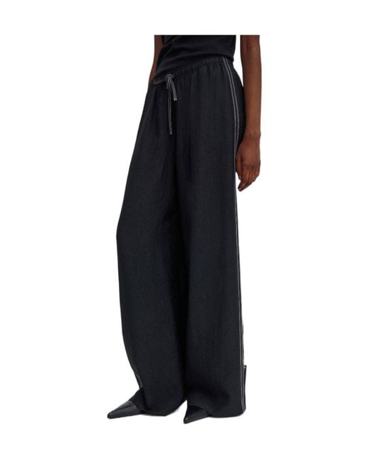 Filippa K Black Eve Draped Wide-Leg Pants