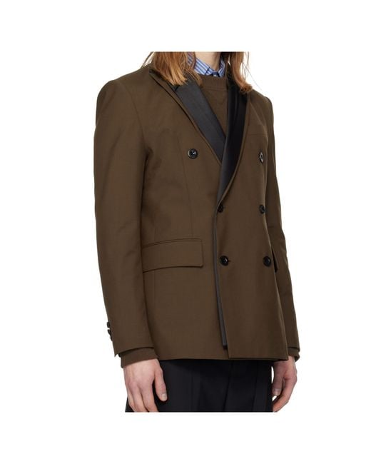 Sacai Brown Wool Blend Suit Jacket for men