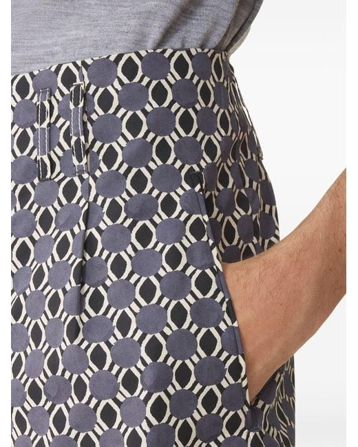 Lanvin Gray Geometric Print Shorts for men