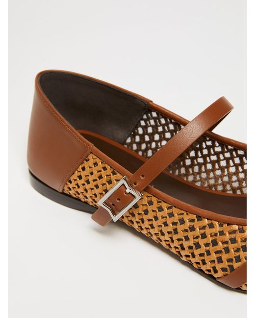 Max Mara Brown Buckle Detailed Pointed Toe Flat Shoes