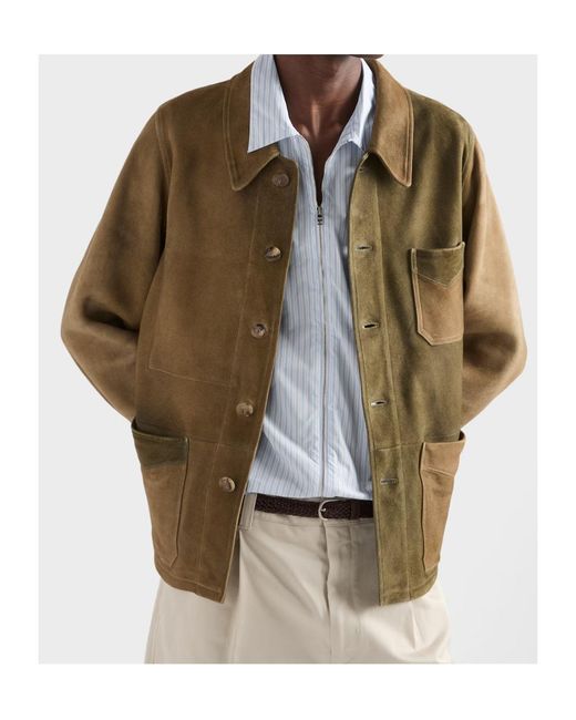 Prada Green Suede Blouson Jacket for men