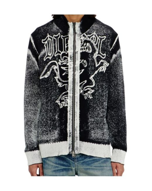 DIESEL Black K Lauros Graphic Zip Cardigan for men
