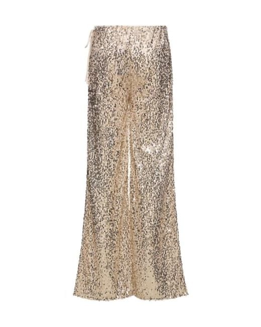 ROTATE BIRGER CHRISTENSEN Natural Nolan Embellished Wide Pants