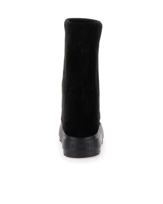 Casadei Black Layered Platform Boots