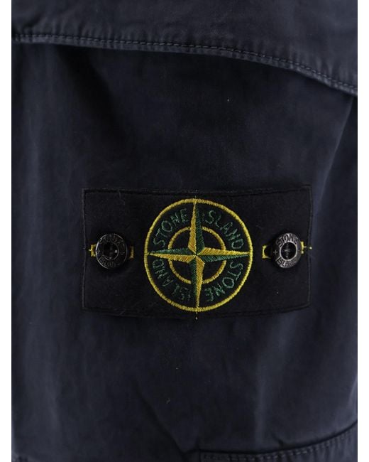 Stone Island Blue Regular Fit Cargo Bermuda Shorts for men