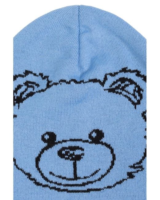 Moschino Blue Teddy Bear Beanie for men