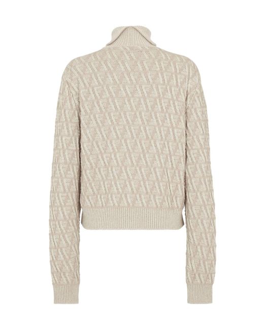 Fendi White Ff Motif Turtleneck Knit Jumper