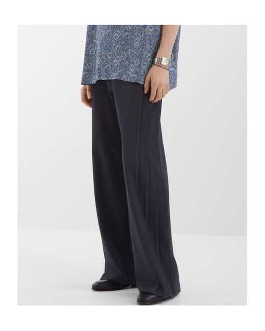 Fendi Blue Crepe Straight Trousers for men