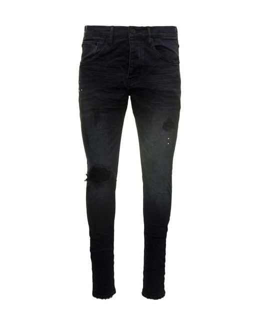 Purple Brand Black Ripped Detail Jeans for men