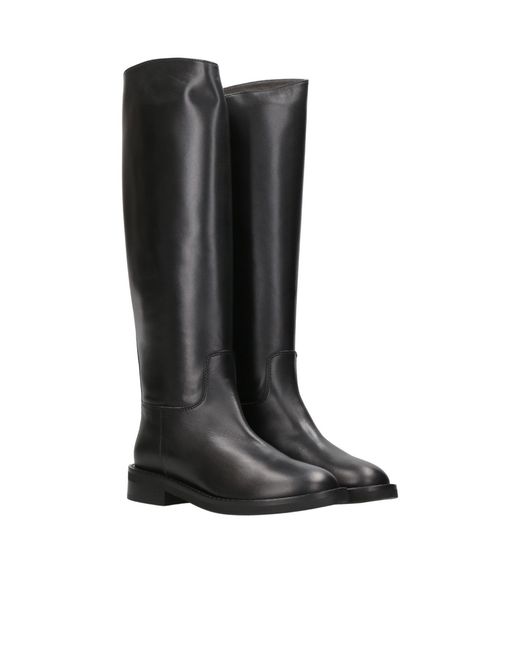 Via Roma 15 Black Round-Toe Ankle Boots