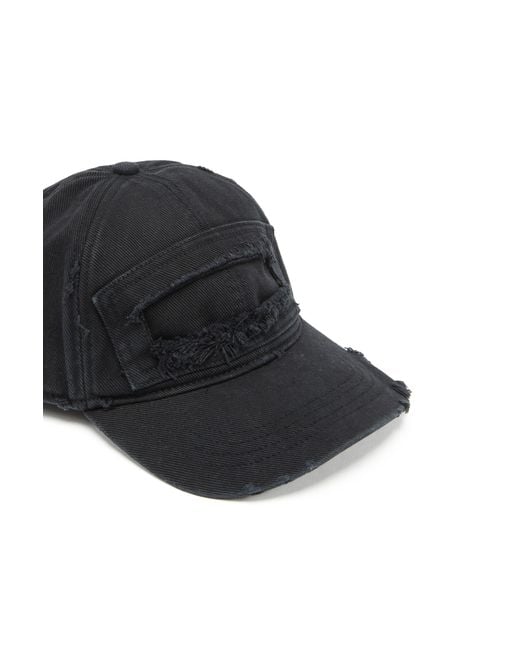 DIESEL White Fiction Old Logo Baseball Hat for men
