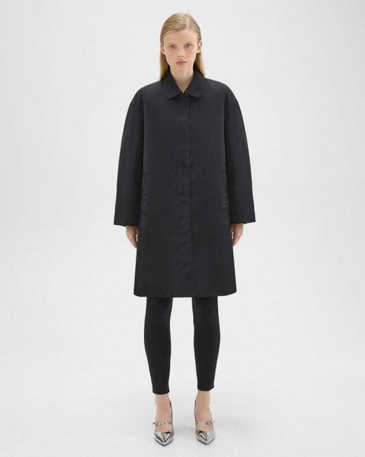 Theory Black Lapel Long-Sleeved Coat