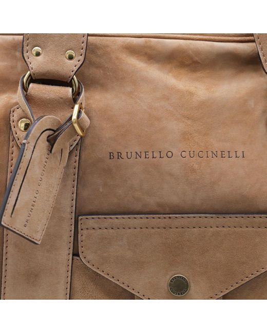 Brunello Cucinelli Brown Zip-Up Weekend Bag for men