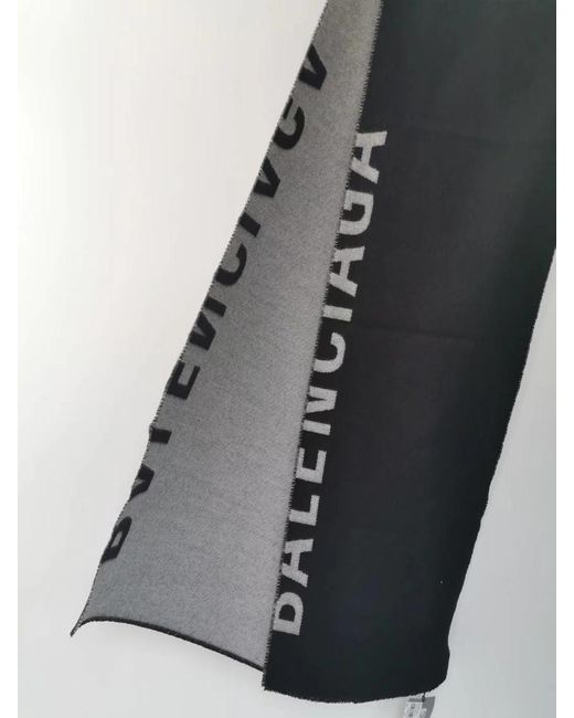 Balenciaga Black Logo Pattern Scarf for men