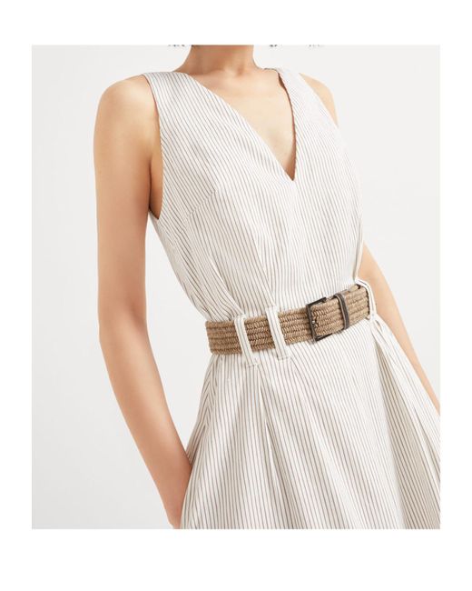 Brunello Cucinelli White Belted Maxi Dress