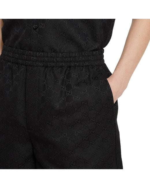 Gucci Black Gg Canvas Linen Blend Shorts for men