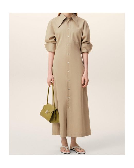 AMI Natural Ami Button-Front Shirt Dress