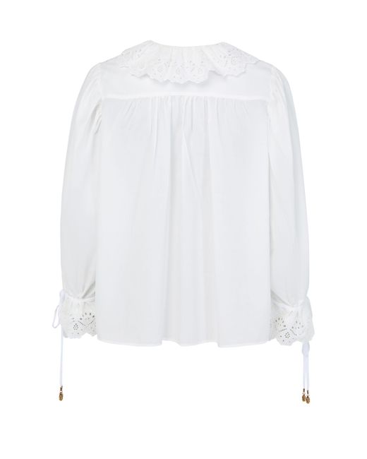 Chloé White V-Neck Long-Sleeved Shirt
