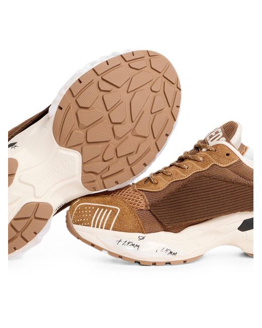 DSquared² Brown Mesh Panel Low-Top Sneakers for men