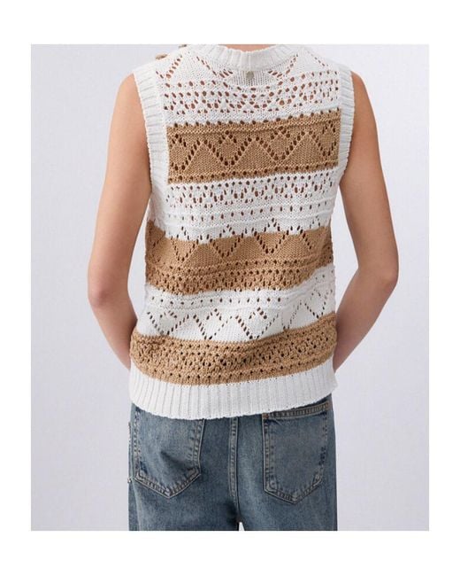 Liu Jo White Crochet Knit Top