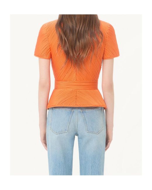 Valentino Orange Embroidered Tulle Illusion Jacket