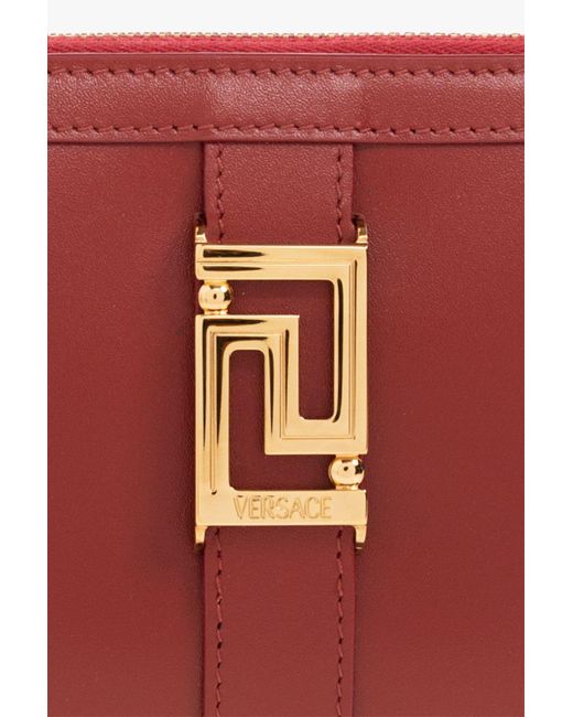 Versace Red Greca-Buckle Zip Wallet